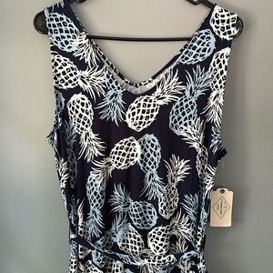 St. John’s‎ Bay NWT pineapple print maxi dress blue women’s medium